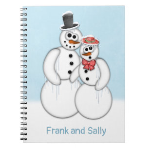 Snowman Couple Customizable Notebook