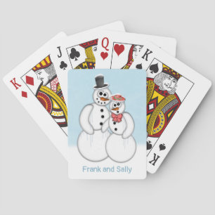 Snowman Couple Customizable Playing Cards
