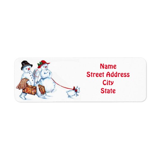 Snowman Couple & Dog Return Address Label