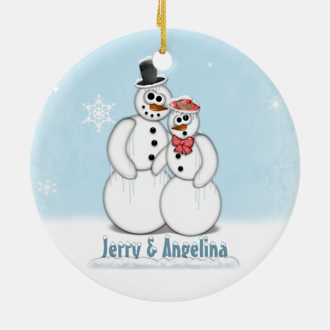 Snowman Couple Picture Ornament (Back)