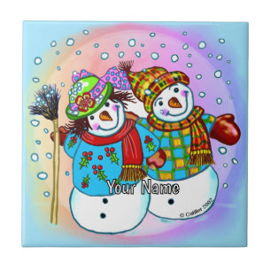 Snowman Couple  Tile
