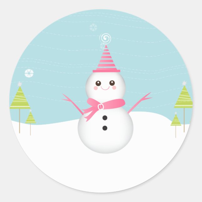 Snowman Cupcake Topper Stickers (Front)