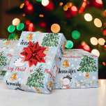 Snowman Cute Christmas Pattern Personalize Name Wrapping Paper<br><div class="desc">Sweet Watercolor Snowman Christmas Trees Personalize Name Wrapping Paper</div>