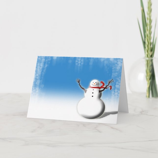 Snowman Cute Christmas Xmas Holidays Blank Inside Holiday Card (Front)