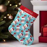 Snowman Cute Winter Holiday Christmas Pattern Small Christmas Stocking<br><div class="desc">Celebrate the joy of winter with this adorable personalized stocking. A cheerful snowman design brings a playful touch to your Christmas decor. The festive pattern, featuring snowflakes and winter motifs, evokes the warmth and magic of the holiday season. Perfect for kids and adults alike, this stocking is sure to delight...</div>