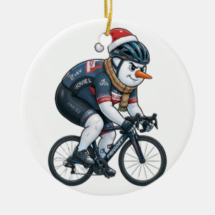 Snowman Cyclist Christmas 2026 Holiday Cycling Ceramic Ornament