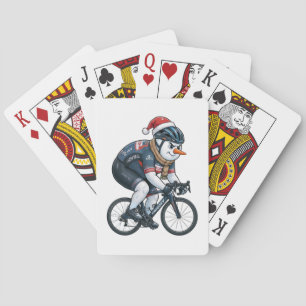 Snowman Cyclist Christmas 2026 Holiday Cycling Playing Cards