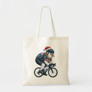 Snowman Cyclist Christmas 2026 Holiday Cycling Tote Bag
