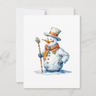 Snowman D - Watercolors Holiday Card