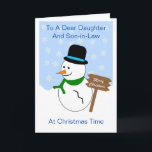 Snowman Daughter And Son In Law Christmas Card<br><div class="desc">Greeting card daughter and son-in-law Christmas card snowman design. Customise this Christmas card with any text then have it printed and sent to you or instantly download it. Should you require any help with customising then contact us through the link on this page. Daughter and her husband snowman design personalised...</div>