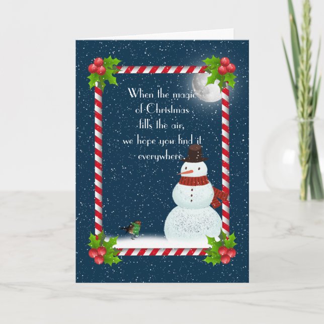 Snowman de Noël dans les snowflics Carte de vacanc (Devant)