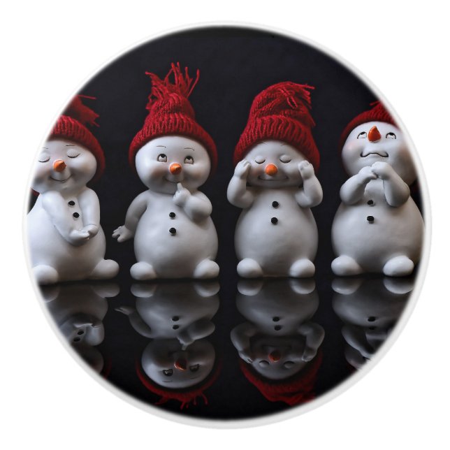Snowman Design Ceramic Knob (Front)
