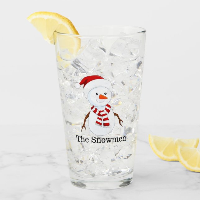 Snowman Design Drinking Glass (Front Ice)