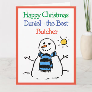 Snowman Design Happy Christmas to a Butcher Card