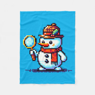 Snowman Detective: 8-Bit Winter Mystery Fleece Blanket