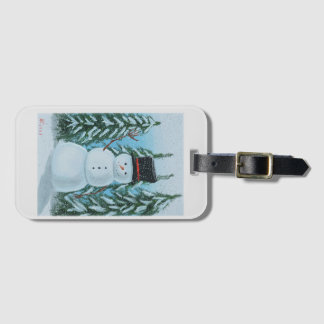 snowman digital painting luggage tag