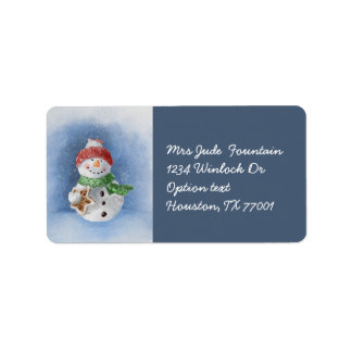 Snowman digital watercolor labels