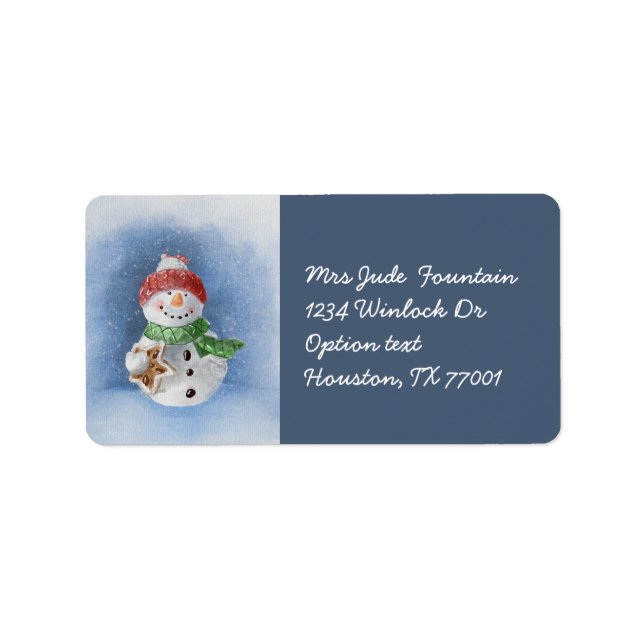 Snowman digital watercolor labels (Front)