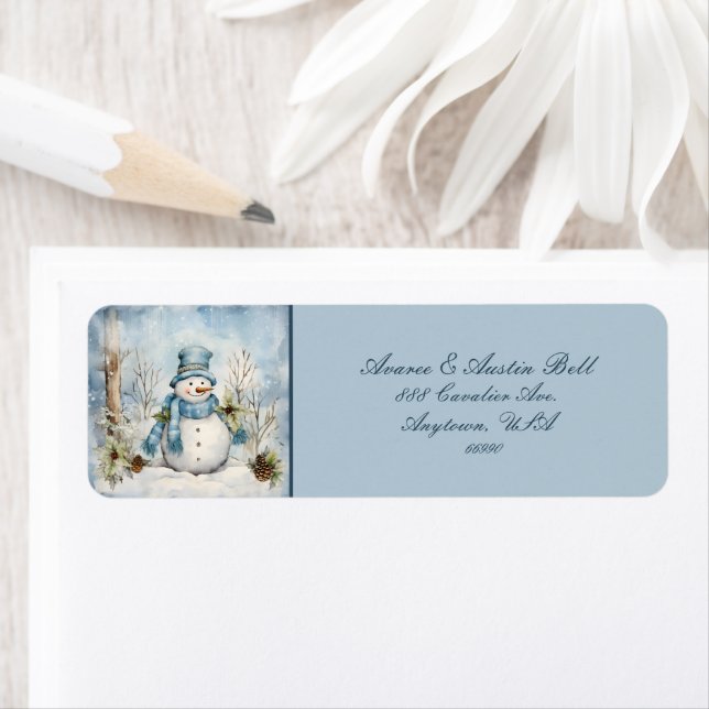 Snowman Dressed in Blue Scarf and Tophat (Insitu)