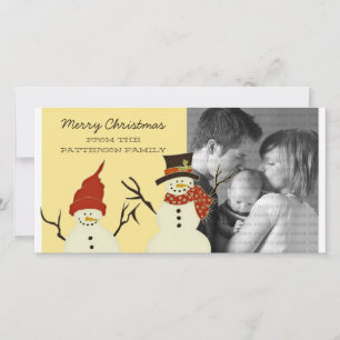 Snowman Duo Holiday Photo Card, Yellow Card
