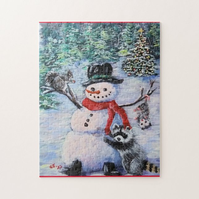 Snowman, écureuil, raton laveur, opossum Puzzle (Vertical)