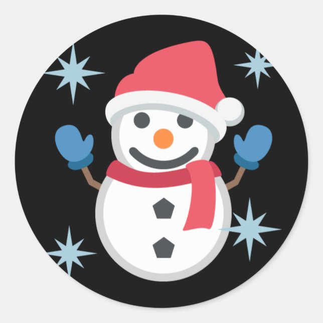 Snowman Emoji Classic Round Sticker (Front)