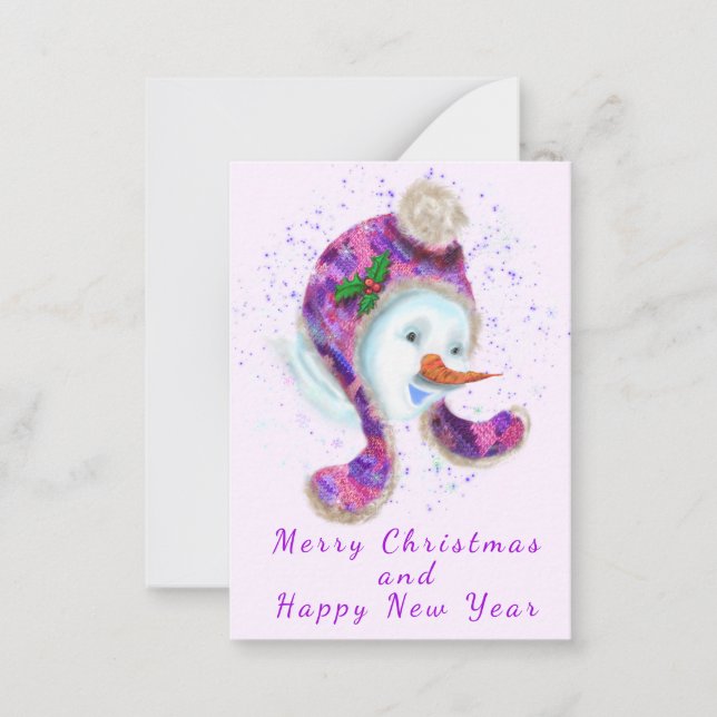 Snowman En Hiver Carte De Noël Casquette (Devant)