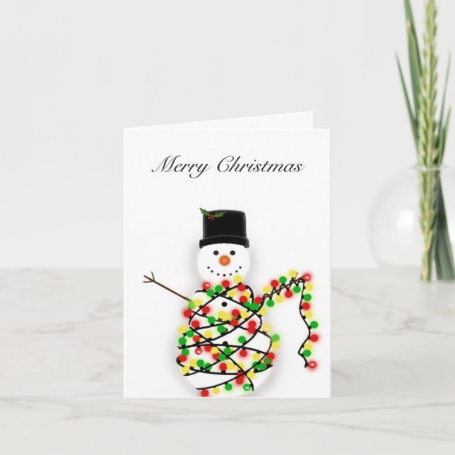 Snowman enchevêtré dans les lumières - Carte de No (Devant)
