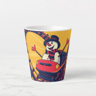 snowman enjoying a roller coaster ride latte mug