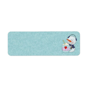 SNOWMAN ET COCOA MUG ÉTIQUETTES DE ADRESSE