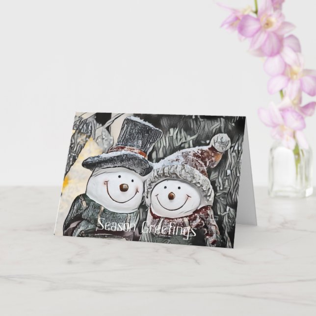 Snowman et la femme de neige dessinant Carte perso (Orchidée)