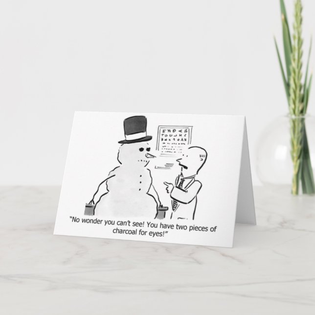 Snowman Eye Test Coal Greeting Card (Front)