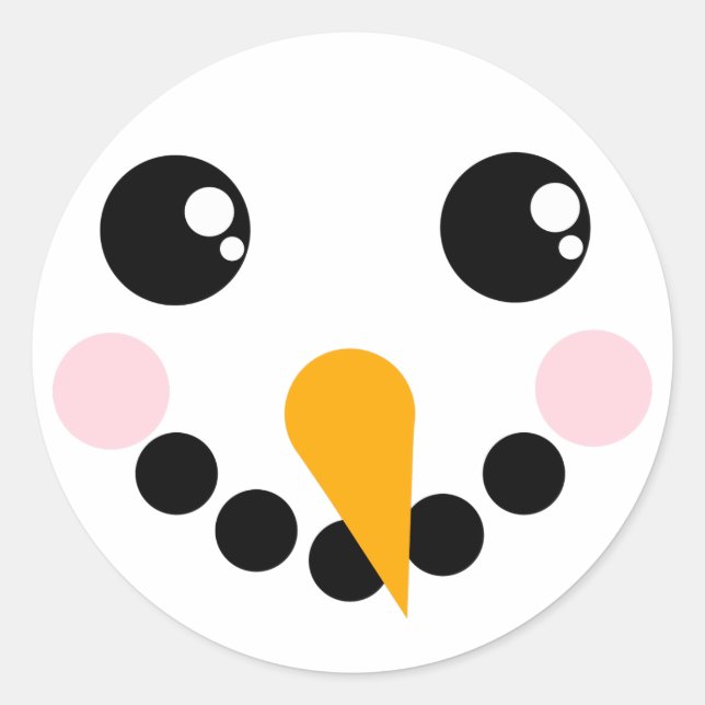 Snowman Face Classic Round Sticker (Front)