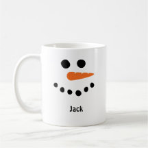 Snowman face coffee mug. Personalize with name.