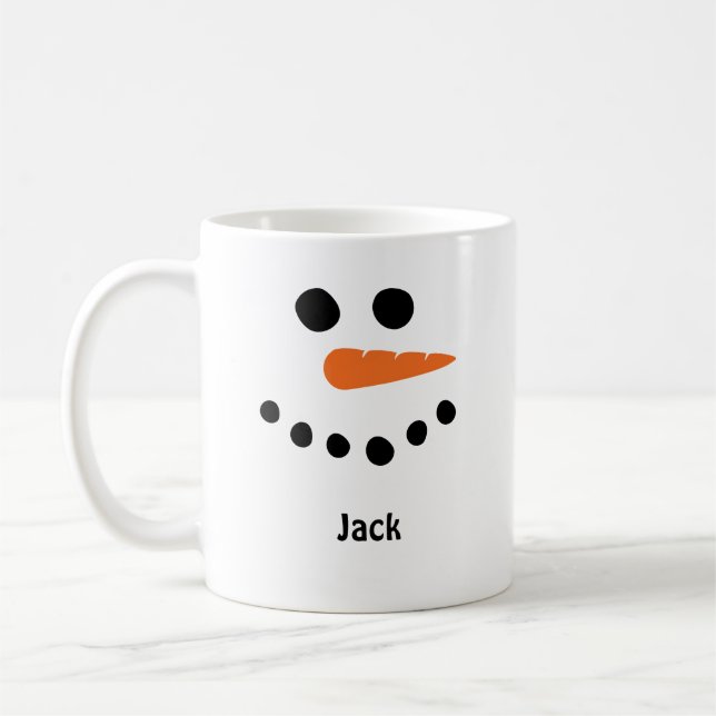 Snowman face coffee mug.  Personalize with name. Coffee Mug (Left)