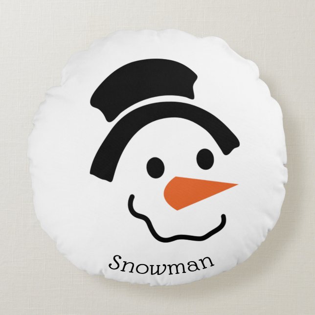 Snowman Face Hat Round Pillow (Front)