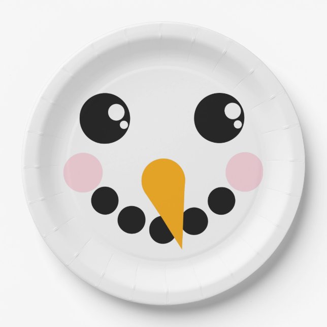 Snowman Face Paper Plate (Front)