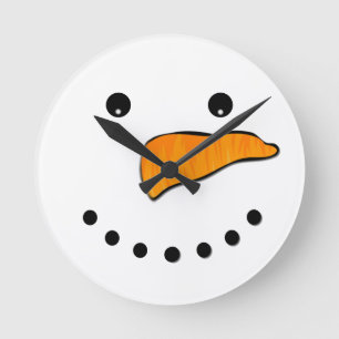 Snowman Face Round Clock