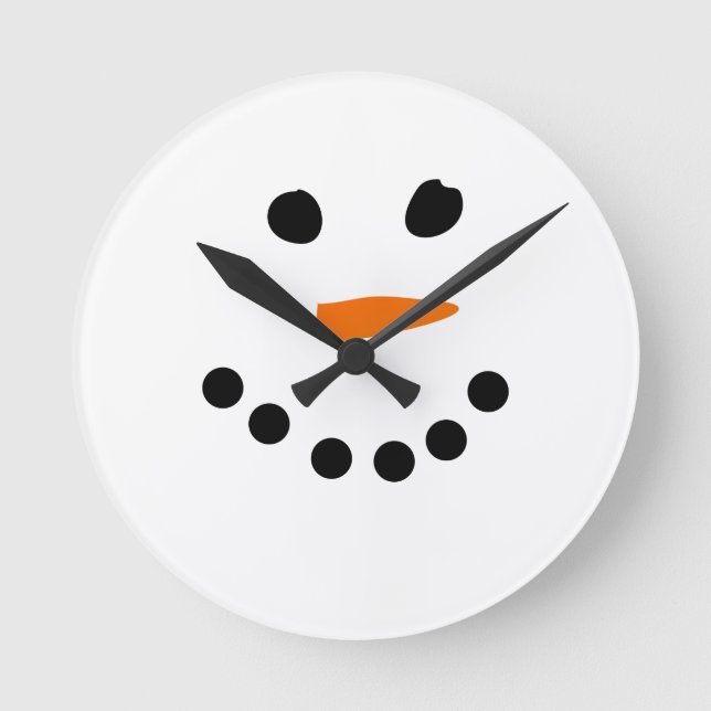 Snowman Face Round Clock (Front)