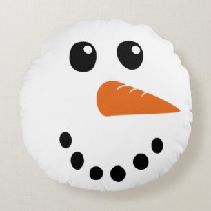 Snowman Face  Round Pillow