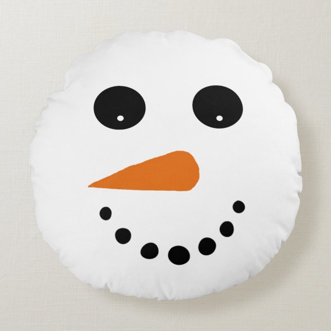 Snowman face round pillow (Front)