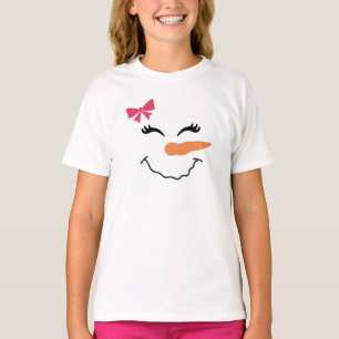 Snowman Face Smile With Ribbon T-Shirt for Kids