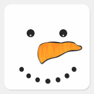 Snowman Face Square Sticker