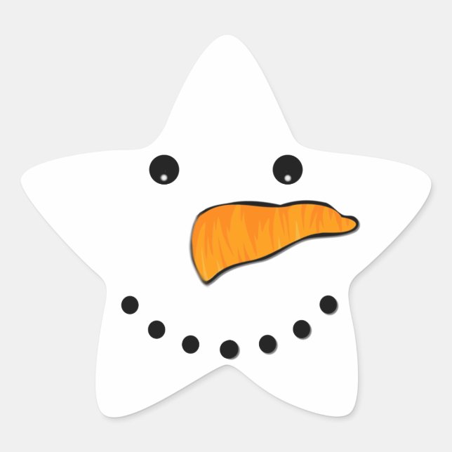 Snowman Face Star Sticker (Front)