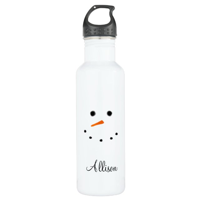 Snowman Face White Christmas Personalized 710 Ml Water Bottle (Front)