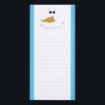 Snowman Face Winter Fridge Magnetic Notepad<br><div class="desc">Winter magnetic,  lined fridge notepad with a snowman face and a blue border.</div>