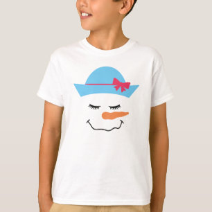 Snowman Face With Blue Hat T-Shirt for Kids