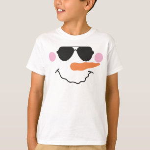 Snowman Face With Glasses T-Shirt for Kids