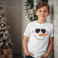 Snowman Face With Glasses T-Shirt for Kids
