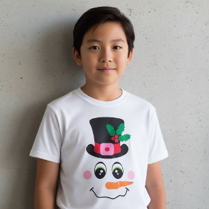 Snowman Face With Hat T-Shirt for Kids